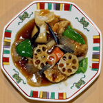 豚バラ蓮根の甘酢炒め