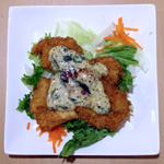 チキンコーンフレーク揚げ菜の花ソース