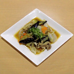 豚と茄子のマスタード醤油炒め