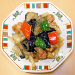 鶏と茄子の味噌炒め(1/2日野菜)


